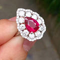 3.02ct，产地：莫桑比克，无烧红宝戒指，配石2.26ct，欢迎询价！