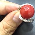 日本中古珠宝天然阿卡牛血红珊瑚戒指