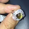 日本中古珠宝天然金绿猫眼戒指3.96克拉