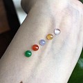 翠领珠宝天然缅甸翡翠a货五彩蛋面紫绿红黄白五色镶嵌DIY用戒面款