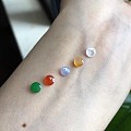 翠领珠宝天然缅甸翡翠a货五彩蛋面紫绿红黄白五色镶嵌DIY用戒面款