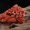 红珊瑚莫莫菊花盆景，可做摆件也可镶嵌胸针吊坠