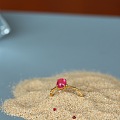 海边带来的沙子今天想起来用了，来一组，缅甸素面桃红碧玺戒指