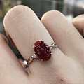 新款❤️阿卡牛血红18K镶钻戒指💍裸石： 10.2mm*6.9mm 价：