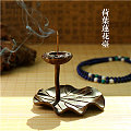 【稀饭香铺】纯铜古色荷叶莲花香台香插