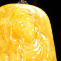 波罗的海蜜蜡原矿鸡油黄 苏工雕刻黄财神