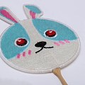 【新品】纯手工刺绣小团扇，可爱动物造型之小兔子
