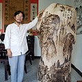 千年香樟木烙铁画，中国民间工艺大师作品。