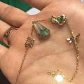 【荷塘】原创翡翠A货冰飘绿18k金镶嵌荷叶莲蓬手链 小绿蛋面蜻蜓荷花