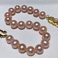 粉色珍珠手链，天然无瑕珍珠7.5-8.5mm近正圆形，特价¥600