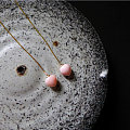 粉红粉红少女心 立体的MISU桃心18K金耳线