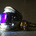 古董银鎏金紫水晶戒指