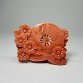 日本的带流，珊瑚momo雕刻，菊花车轮造型，雕工细腻