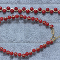 卡地亚款18K黄金/玫瑰金手链4mm左右大红珊瑚圆珠编制时尚手链
