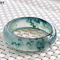 【平生翡翠】EG16010143 玻璃种飘花宽版福镯 售价：285000元