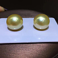 南洋金珠对珠，裸珠，12-13mm，几乎正圆饱满，镜面光泽透亮，色泽浓郁艳丽...