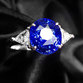 18K金斯里兰卡蓝宝石钻石戒指 主：4.03ct 钻：50份