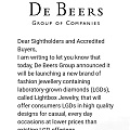 De Beers 今天宣布推出用合成钻石制作的首饰