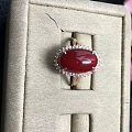 🍒🍒阿卡深牛血戒指💍 果冻水润，18k金镶钻石。裸面 8.2-12.8mm