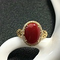 🍒🍒阿卡深牛血戒指💍 果冻水润，18k金镶钻石。裸面 11.17-9mm