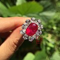 【卡禄珠宝】超美的一枚6克拉规格缅甸产地无烧鸽血红宝石戒指，精品收藏。