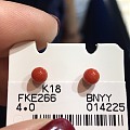 性价比无敌高的18k金红珊瑚耳钉 特价199/对🉐 直径4mm 关注展...