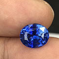 4.93ct蓝宝石，矢车菊色，玻璃晶体，车工完美，肉眼全净全返火