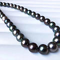 极品大溪地天然颜色黑珍珠混彩珠链‼️8-10.3mm 正圆微瑕强光孔雀绿。我对...