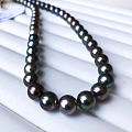 极品大溪地天然颜色黑珍珠混彩珠链‼️8-10.3mm 正圆微瑕强光孔雀绿。我对...
