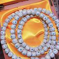 海南料极品10/9金钻星月菩提念珠镶嵌银管松石工艺一流品相完美。