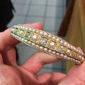 秀一个英国维多利亚时期古董18K金钻石手镯