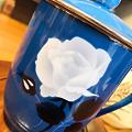 蓝釉骨瓷喷绘茶杯·唐山