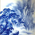 王宇航陶瓷，青花山水作品