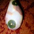 咱的藏品 一块母指大般的枣珠型却拥有三个天眼的天珠天眼石