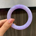 糯冰浓紫满紫翡翠胖圆条手镯尺寸：56-11.7