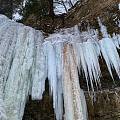 踏雪寻访林中的冰瀑