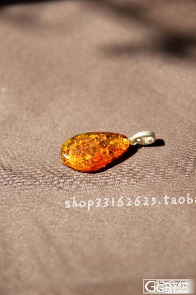 波兰正品天然琥珀蜜蜡 925银裸石吊坠挂件_文玩