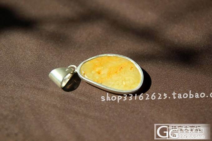波兰正品天然琥珀蜜蜡 925银裸石吊坠挂件_文玩