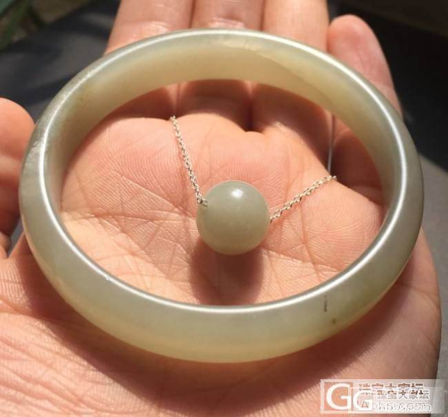 青白籽料圆珠925银锁骨链,60-70元_传统玉石