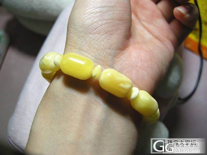 花白蜜蜜蜡桶珠手链一条 自磨白蜜牌子一块_有机宝石