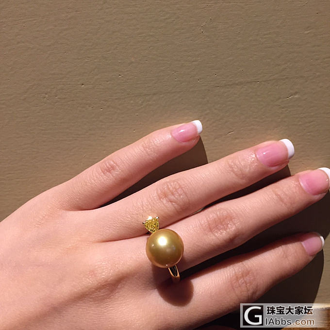 设计定制款 0.51ct FIY黄钻金珠戒指 欣赏_珍珠异形钻彩钻钻石戒指