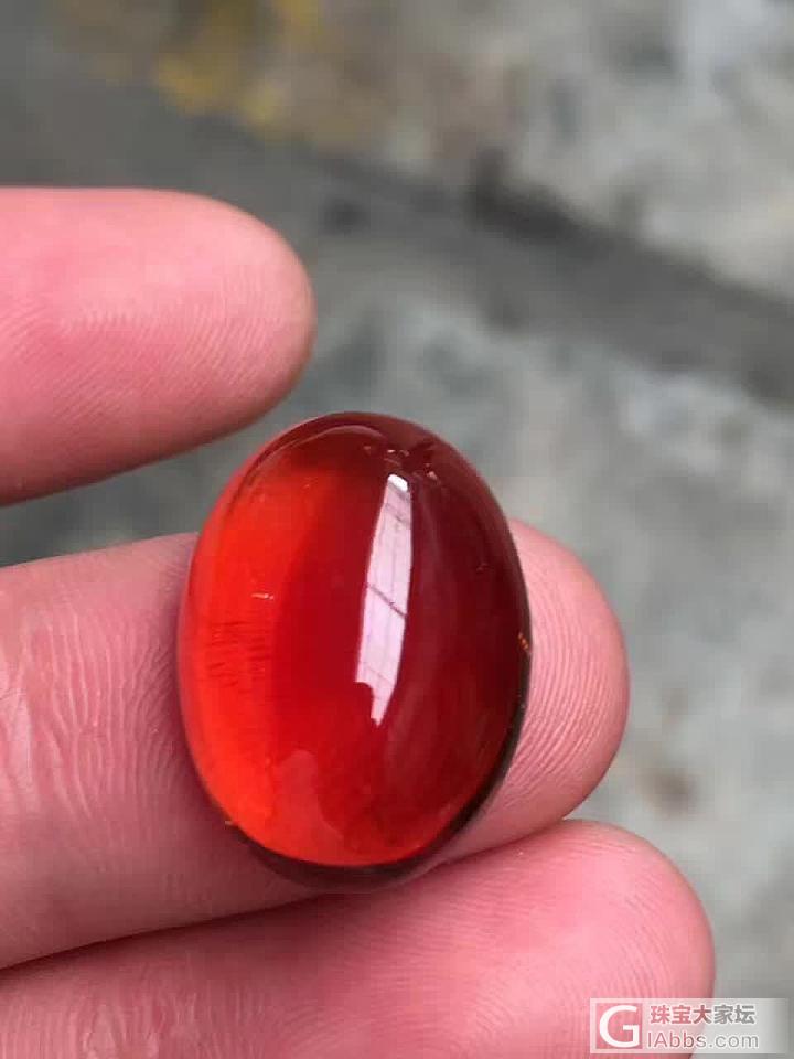 血茶戒面---颜色很美_戒面琥珀