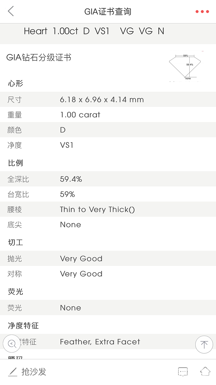 心形1ct，D，VS1，2VG，N求大神帮忙看钻_异形钻