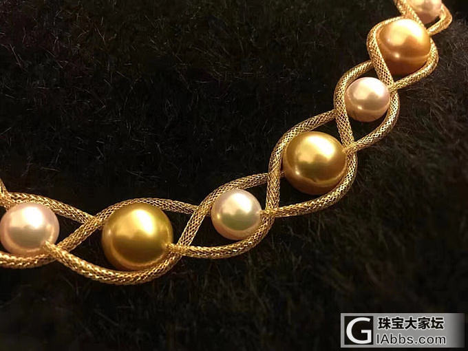 8-10.5mm金珠akoya 蕾丝项链
意大利工艺，18k金丝编织，太美啦！_珍珠