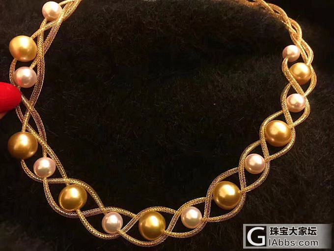 8-10.5mm金珠akoya 蕾丝项链
意大利工艺，18k金丝编织，太美啦！_珍珠