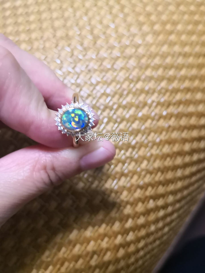 硬凑的一套_耳饰吊坠戒指欧泊