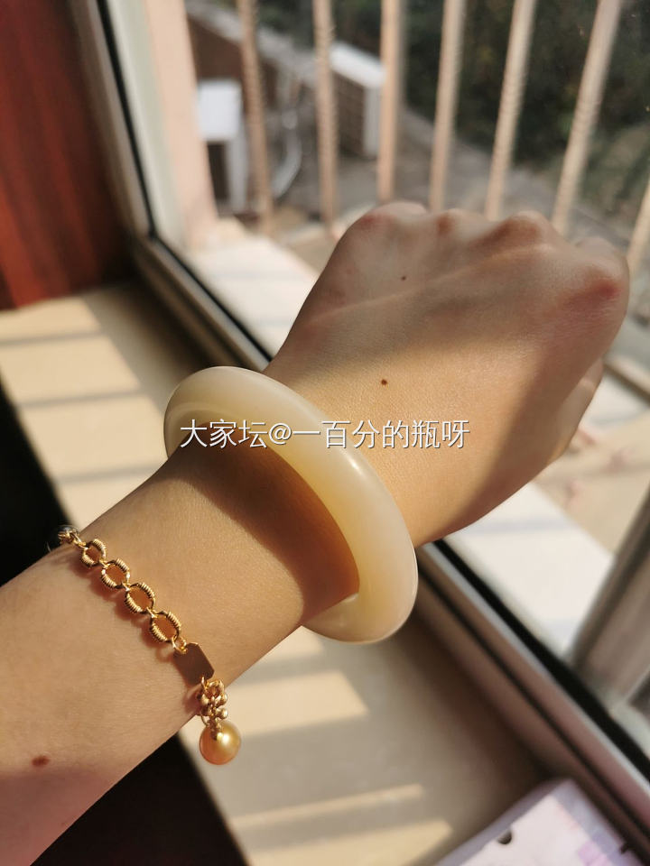 收到的藕粉镯子，温柔到极致了_手镯和田玉