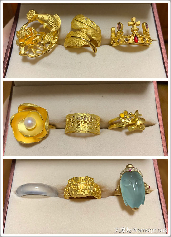 给戒指们安了个新家_钻石翡翠金首饰盒戒指