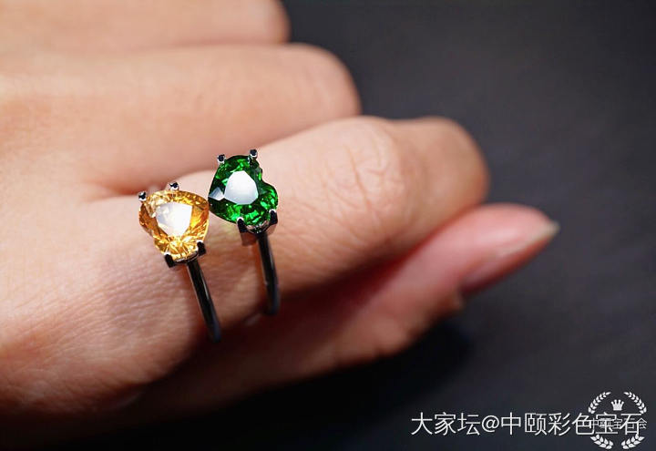 ##中颐天然彩色宝石##  沙弗莱和黄色蓝宝石  心形_沙弗莱彩色宝石蓝宝石名贵宝石