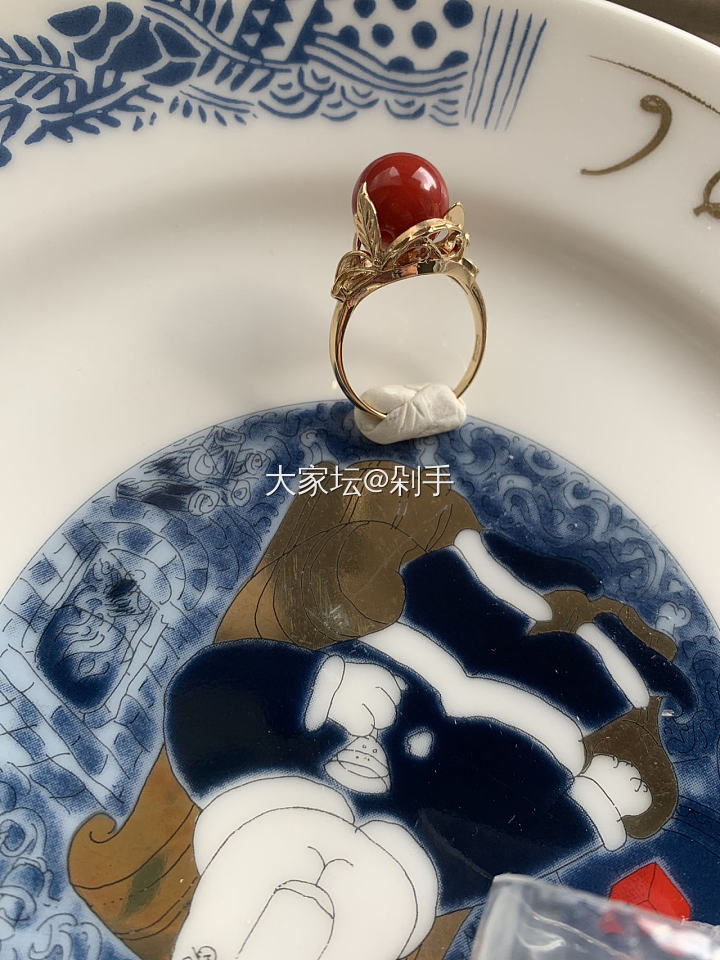 日本中古18k红猪猪戒指_有机宝石